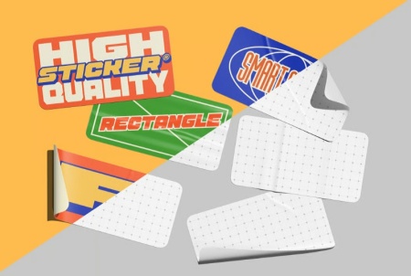 موکاپ برچسب مستطیلی برای نمایش طرح گرافیکی با رزولوشن بالا