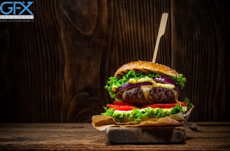 عکس تبلیغاتی همبرگر با رزولوشن بالا