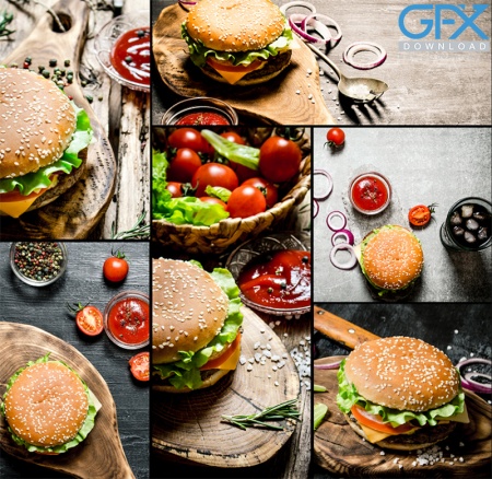 دانلود عکس همبرگر واقعی برای منو و بنر تبلیغاتی