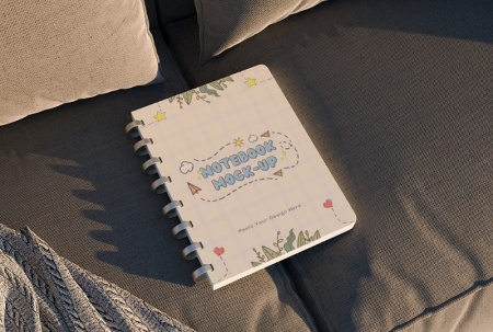 موکاپ دفترچه سیمی با پس‌زمینه مینیمال