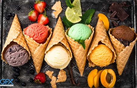 عکس بستنی قیفی رنگارنگ مناسب طراحی و چاپ