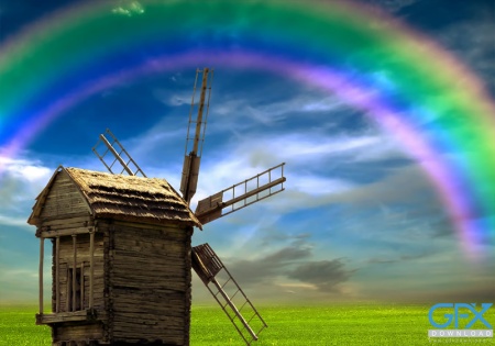 دانلود تصویر رنگین کمان در کوهستان با کیفیت بالا 4k