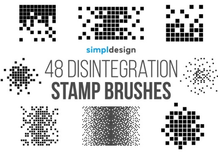مجموعه 48 براش با افکت پراکندگی Stamp Disintegration برای فتوشاپ