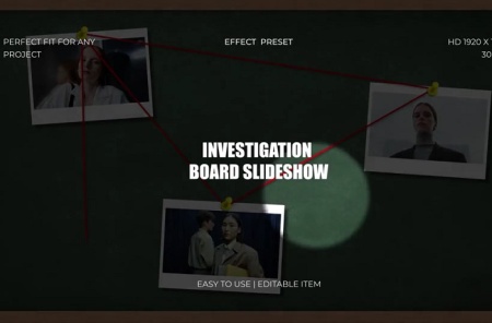 پروژه افتر افکت اسلایدشو کارآگاهی با برد مدارک Detective Board Slideshow