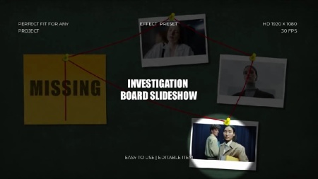 پروژه افتر افکت اسلایدشو کارآگاهی با برد مدارک و سرنخ Detective Board Slideshow