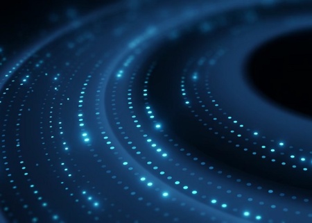 دانلود فوتیج بک گراند تکنولوژی با پارتیکل های آبی Digital Data Flow Background