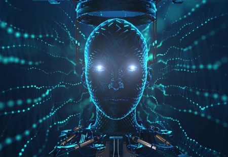 دانلود فوتیج ربات هوش مصنوعی با افکت شبکه عصبی دیجیتال AI Robot