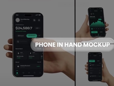 پروژه افتر افکت موکاپ گوشی در دست با حرکات دست Phone In Hand Mockup